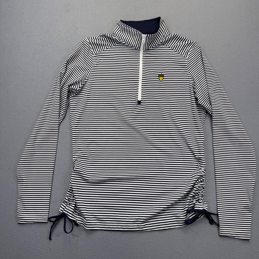 Straight Down Womens Navy Stripe 1/4 Zip Performance Golf Pullover Thumbhole M